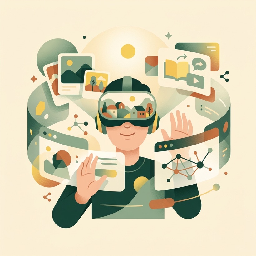 Illustrazione: contenuti digitali e visore per esperienze immersive del territorio